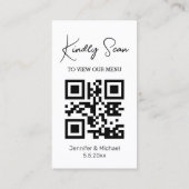 carte de menu de mariage moderne simple avec code (Dos)
