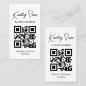 carte de menu de mariage moderne simple avec code (Devant / Derrière)
