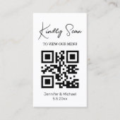 carte de menu de mariage moderne simple avec code (Devant)
