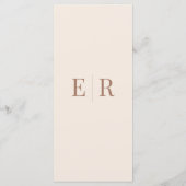 Carte de Menu de Mariage Monogramme Beige Rosé (Dos)