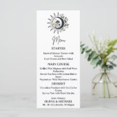 Carte de menu de mariage mystique céleste (Debout devant)
