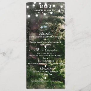 Carte de menu de mariage nocturne Love Birds + Pin