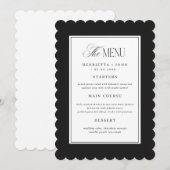 Carte de menu de mariage noir et blanc à bord fest (Devant / Derrière)