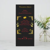 Carte de menu de mariage noir et or (Debout devant)