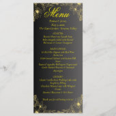 Carte de menu de mariage noir et or de luxe (Devant)
