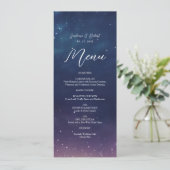 Carte de Menu de Mariage Nuit Étoilée Céleste (Debout devant)