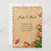 Carte de menu de mariage papillon floral en bois r (Devant)