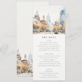 Carte de menu de mariage paysage d'Indianapolis, I (Devant / Derrière)