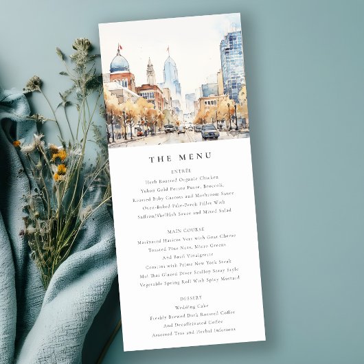 Carte de menu de mariage paysage d'Indianapolis, I