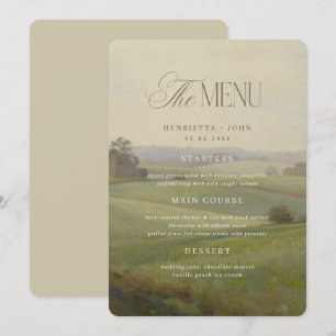 Carte de menu de mariage paysage européen vintage