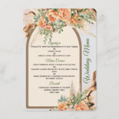 Carte de menu de mariage Peach Roses & Driftwood (Devant)