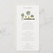 Carte de menu de Mariage Plante Succulent Poted Le (Devant / Derrière)