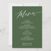 Carte de menu de mariage plat vert forêt (Devant)
