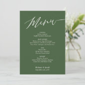 Carte de menu de mariage plat vert forêt (Debout devant)