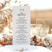 Carte de Menu de Mariage pour Décoration de Table