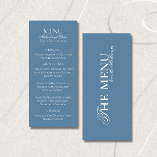 Carte de Menu de Mariage Poussiéreux Bleu Ancien M