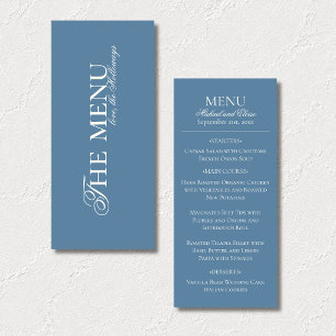 Carte de Menu de Mariage Poussiéreux Bleu Ancien M