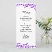 Carte de menu de mariage Purple Blossoms (Debout devant)