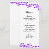 Carte de menu de mariage Purple Blossoms (Devant / Derrière)