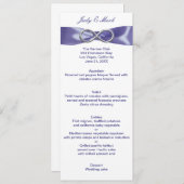 Carte de menu de mariage Purple Blue Silver Infini (Devant / Derrière)