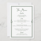 Carte de menu de mariage rayée vert olive Old Mone (Devant)