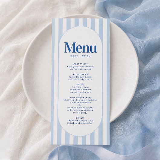 Carte de menu de mariage Rayures de Cabanon Ondulé