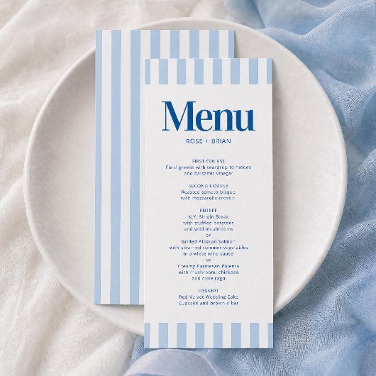Carte de menu de mariage Rayures de Cabanon Ondulé