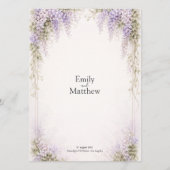 Carte de menu de mariage Régence Wisteria (Dos)