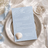 Carte de menu de mariage romantique bleu poussiére