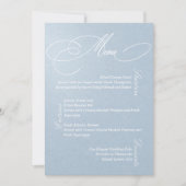 Carte de menu de mariage romantique bleu poussiére (Devant)