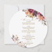 Carte de menu de mariage rond Cercle de citrouille (Devant)