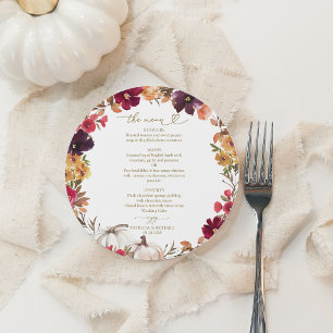 Carte de menu de mariage rond Floral Bourguignon C