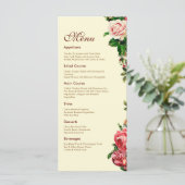Carte de menu de mariage Rose Élégante (Debout devant)