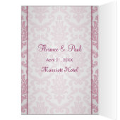 Carte de menu de mariage - rose foncé de damassé (Intérieur (Gauche))