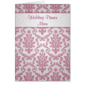 Carte de menu de mariage - rose foncé de damassé (Devant)