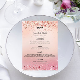 Carte de menu de mariage rose gold et rose