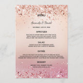 Carte de menu de mariage rose gold rose confetti (Devant)