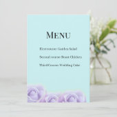 Carte de menu de mariage Rose Lavande (Debout devant)