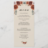 Carte de Menu de Mariage Rose Orange Brûlée et Her (Devant)