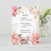 Carte de Menu de Mariage Rose Romantique (Debout devant)