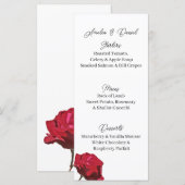 Carte de menu de mariage Rose Rouge (Devant / Derrière)