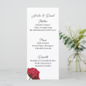 Carte de menu de mariage Rose Rouge (Debout devant)