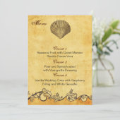 carte de menu de mariage seashell beach rustique (Debout devant)