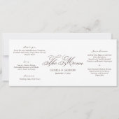 Carte de Menu de Mariage Simple Blanc et Marron (Devant)
