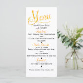 Carte de menu de mariage simple et élégante Jaune  (Debout devant)