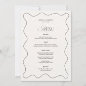 Carte de Menu de Mariage Simple Ondulée Noir et Iv (Devant)