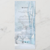Carte de menu de mariage sous la neige d'hiver (Devant)