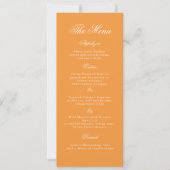 Carte de menu de mariage Sunset Glow Orange Script (Devant)