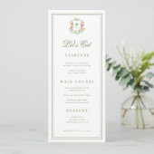 Carte de menu de mariage tropical avec monogramme (Debout devant)