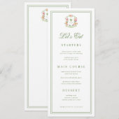 Carte de menu de mariage tropical avec monogramme  (Devant / Derrière)